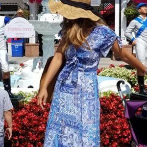 Lulu's Wings of Love Blue Print Maxi Dress